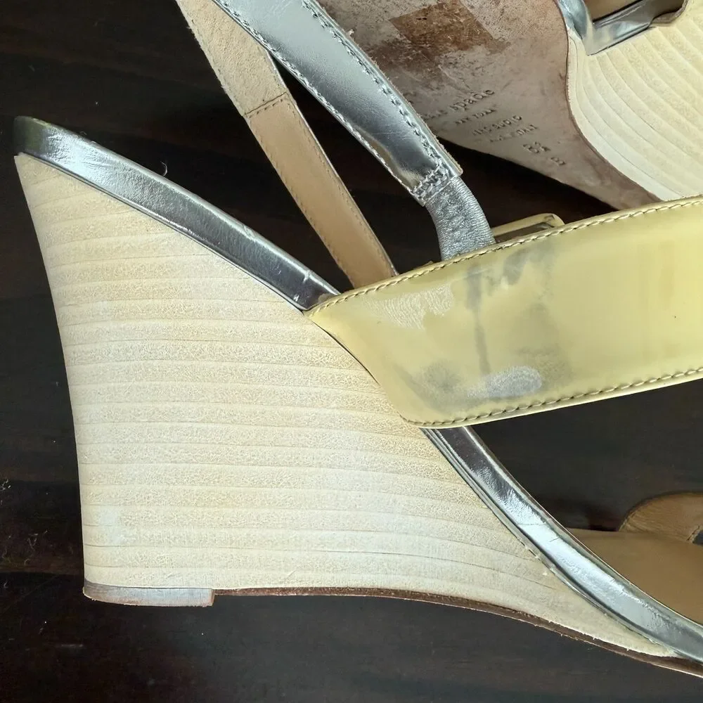 Kate Spade New York Vero Cuoio Slingback Wedge Heel Size 8.5B Made In Italy